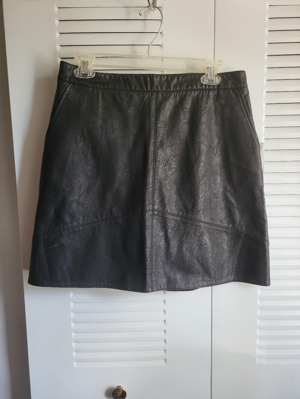 Zara Classic Black Faux Leather Mini Skirt Size Large NWT